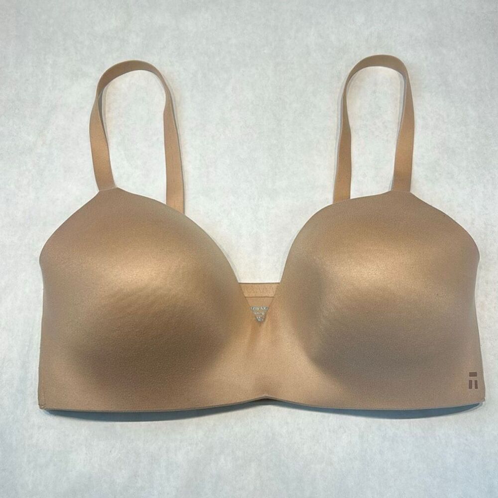 Tommy John Second Skin Lightly Lined Wireless Bra Sz 36DD Tan Beige Nude Adjusta